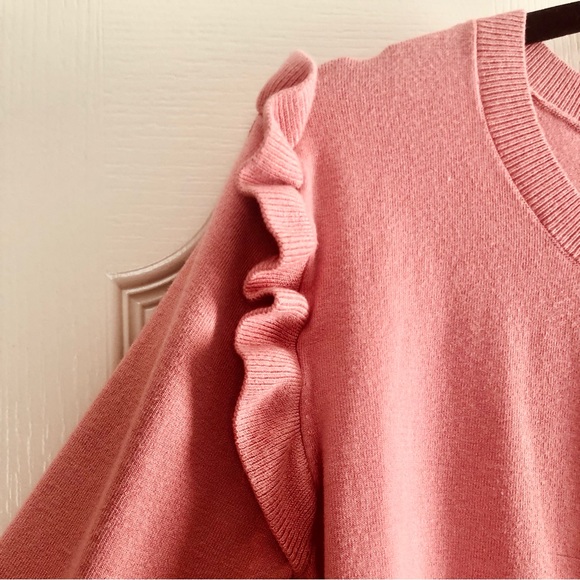 Zara | Pink Ruffle Cuff Knit Cardigan - Picture 3 of 8